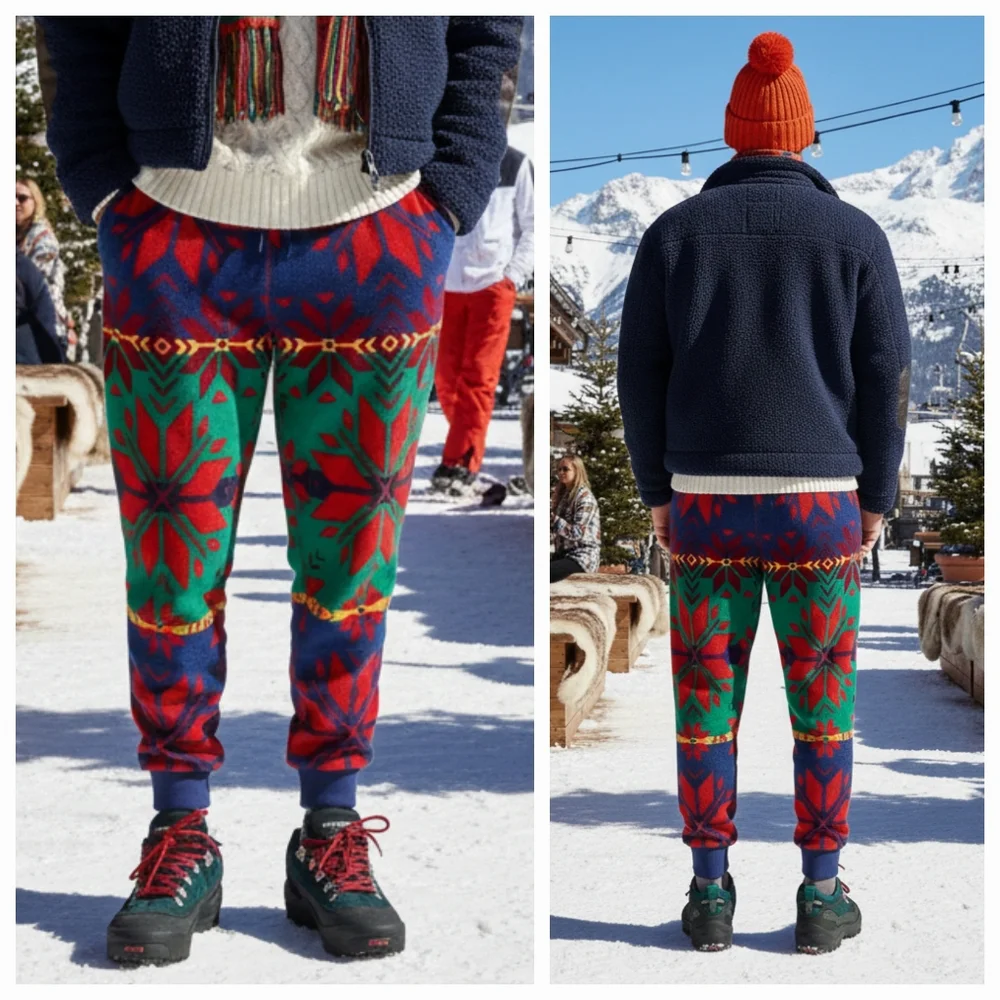 NWOT Polo Ralph Lauren L Indie Sleeze Southwestern Fair Isle Fleece Joggers - Picture 2 of 12